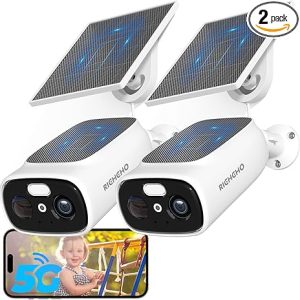 2pc 2.4G/5G WiFi Cameras for Home Security with Double Solar Panels