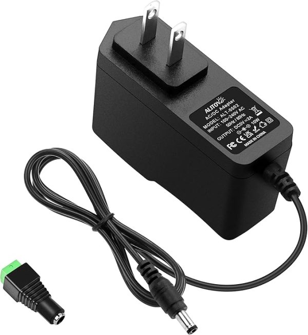 5V Power Supply 2A AC Adapter 4.92Ft Cord AC 100-240V to DC 5 Volt 10W Universal Replacement Power Cord with 5.5 x 2.5mm 2.1mm Tip for WiFi Router Monitor Speakers Camera LED Light